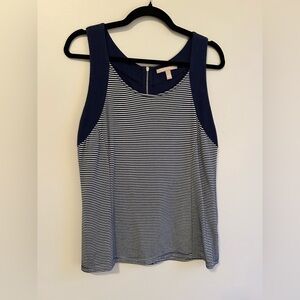Banana Republic Navy and white striped zipped back fitted sleeveless top Size 12